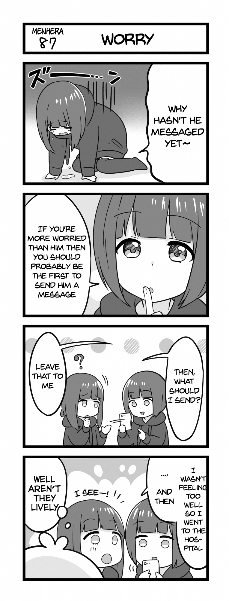 Menhera Shoujo Kurumi-chan Chapter 87 page 1 - Chapter 87: Worry
