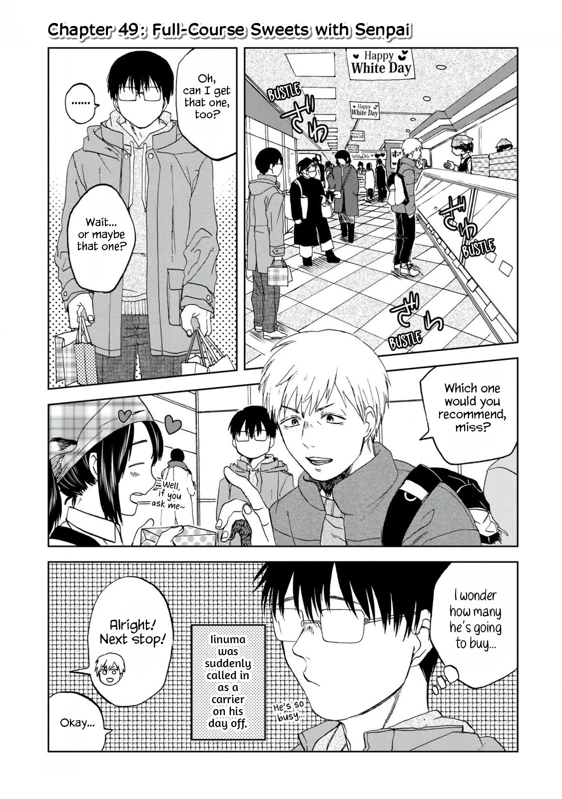 Meshinuma Chapter 49 page 1 - Chapter 49: Full-Course Sweets with Senpai