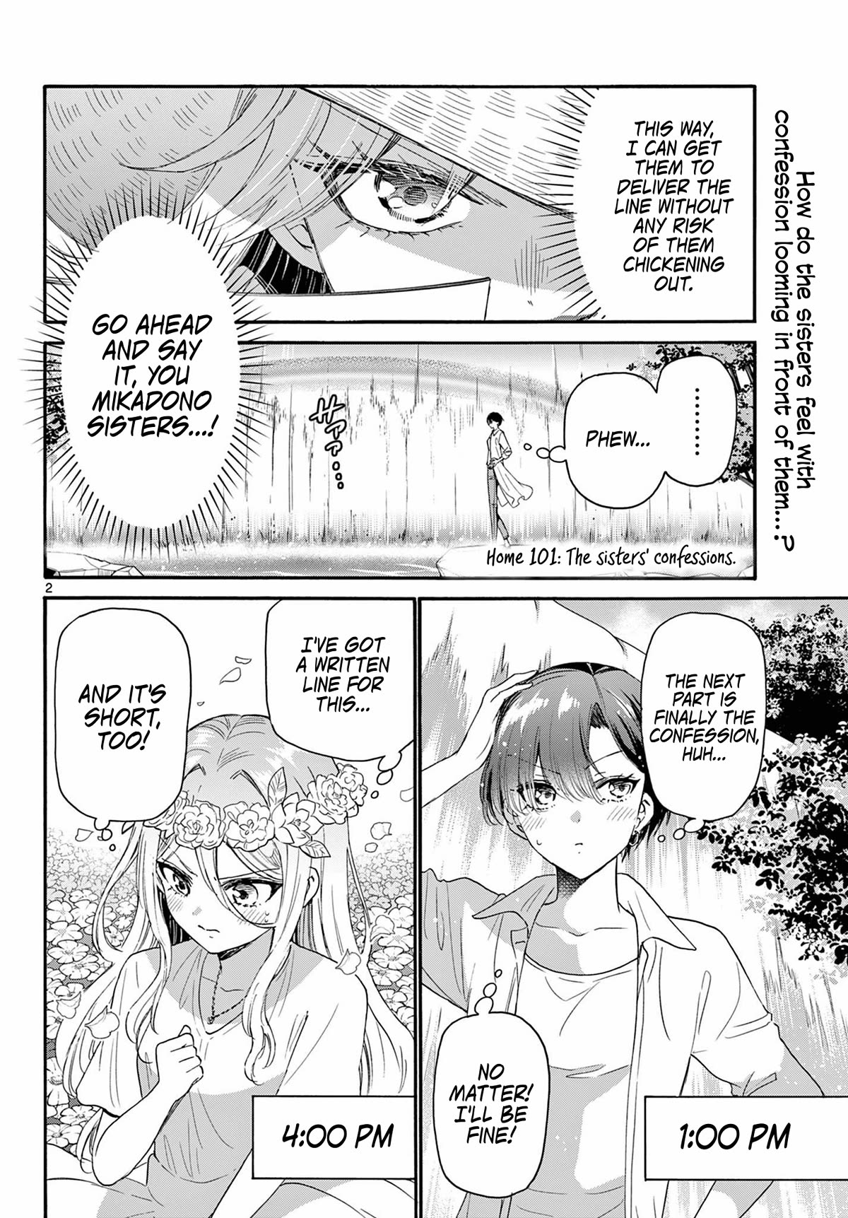 Mikadono Sanshimai wa Angai, Choroi Chapter 101 page 2 - Chapter 101: The sisters' confessions.