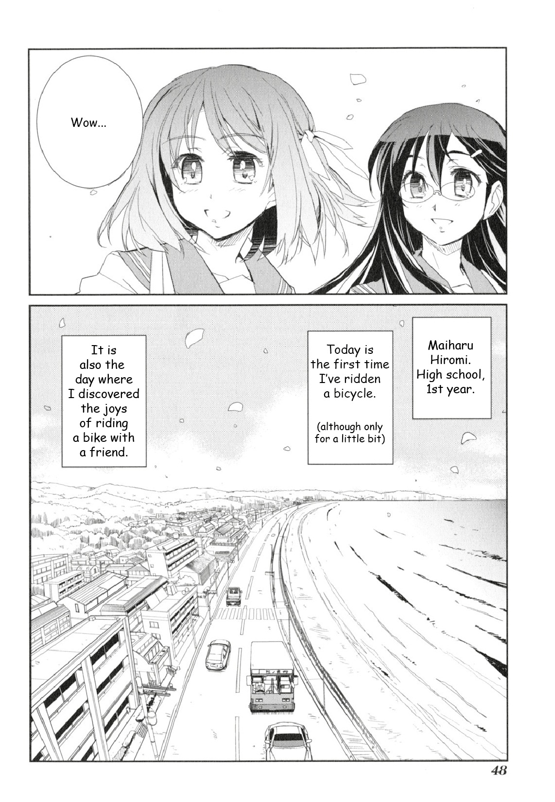 Minami Kamakura Koukou Joshi Jitenshabu Chapter 1.2 page 46 - Chapter 1 v2 : "My First Time Riding a Bike"