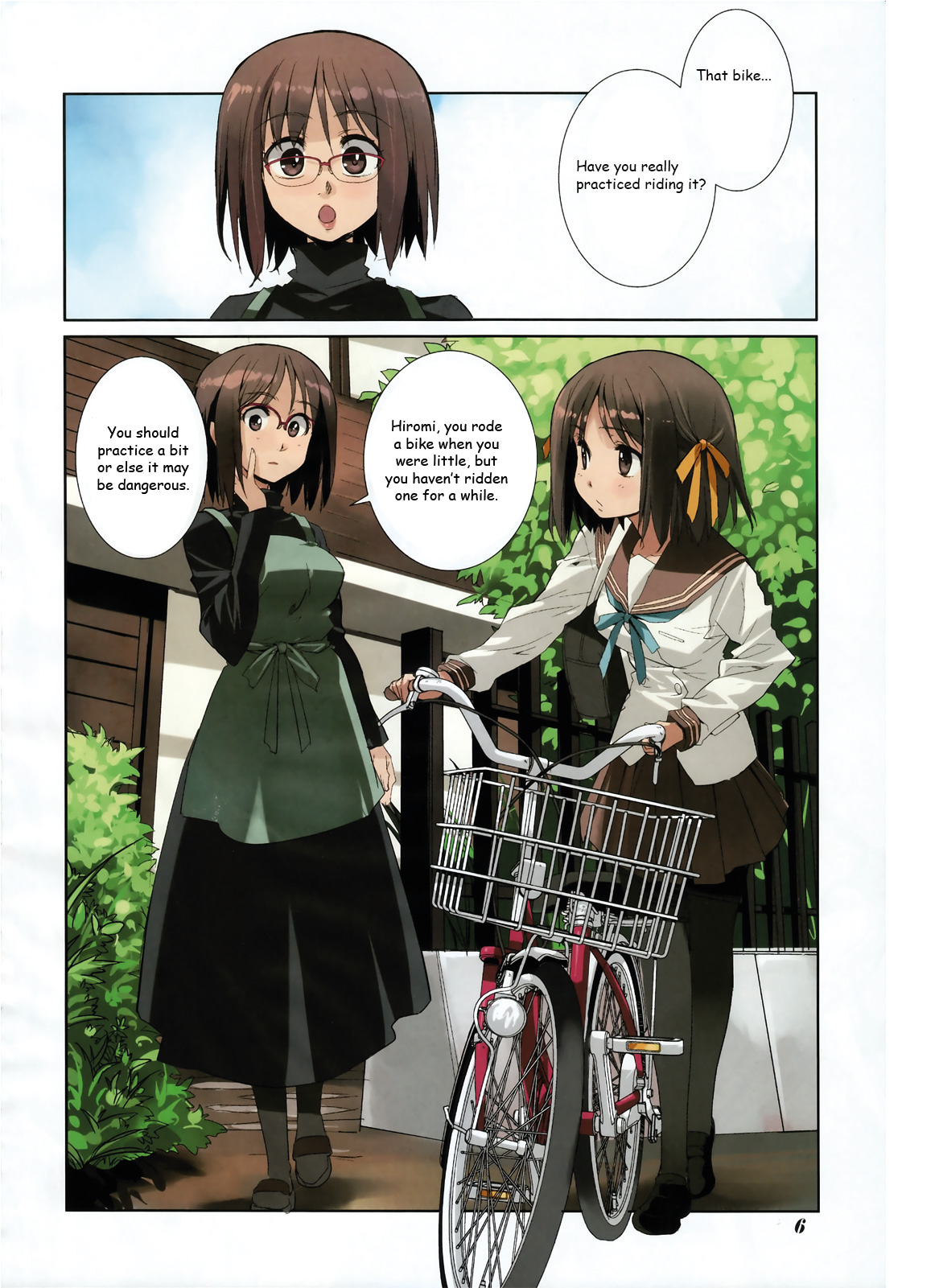 Minami Kamakura Koukou Joshi Jitenshabu Chapter 1.2 page 6 - Chapter 1 v2 : "My First Time Riding a Bike"