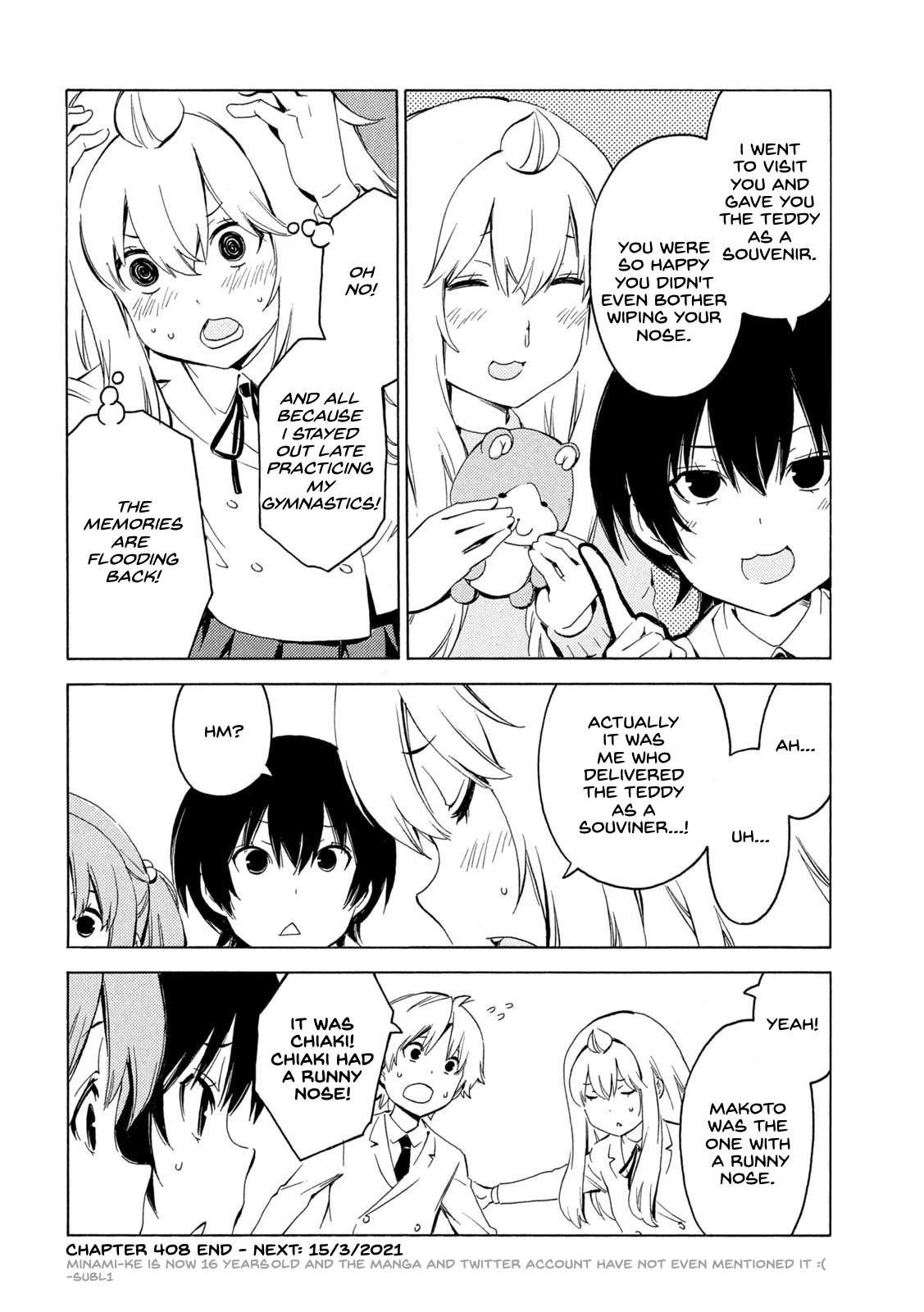 Minami-ke Chapter 408 page 8 - Chapter 408: 3-4 people