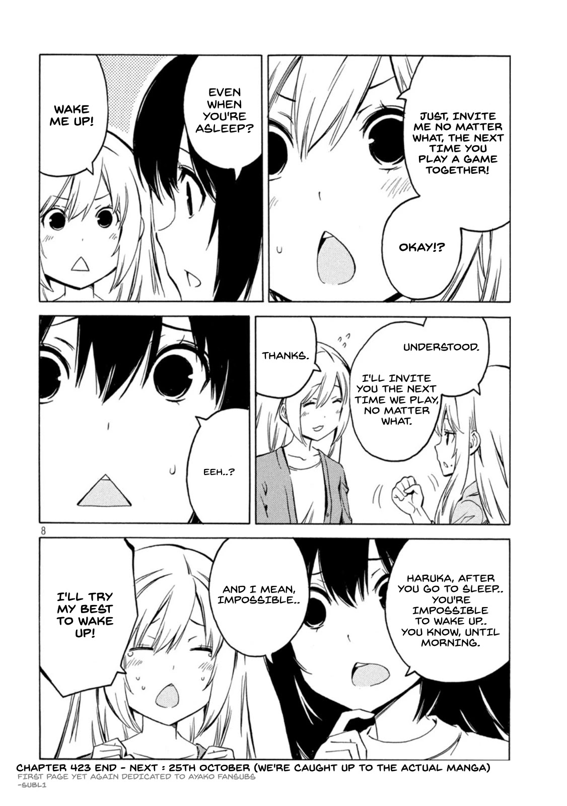 Minami-ke Chapter 423 page 8 - Chapter 423: Wake me up