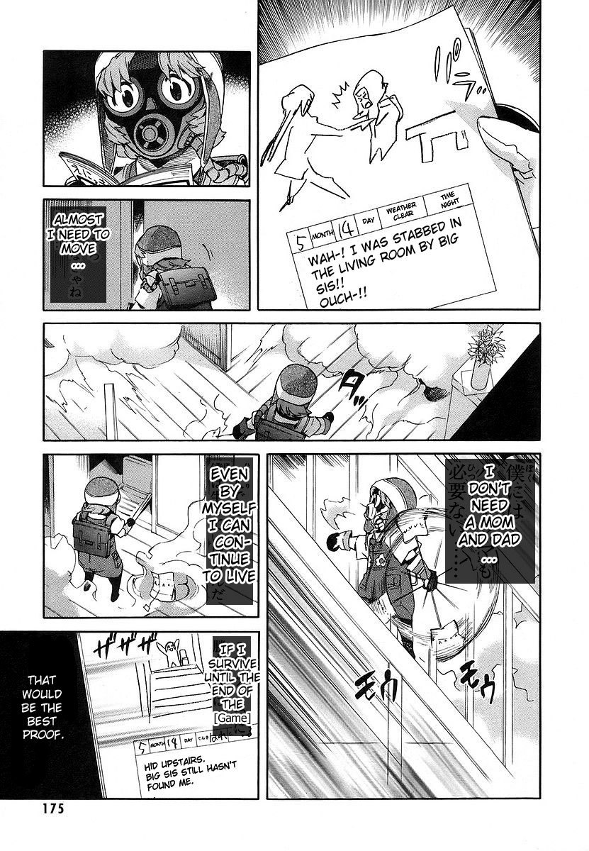Mirai Nikki Chapter 13 page 14 - Chapter 13: Third Day - Battlefield Playhouse