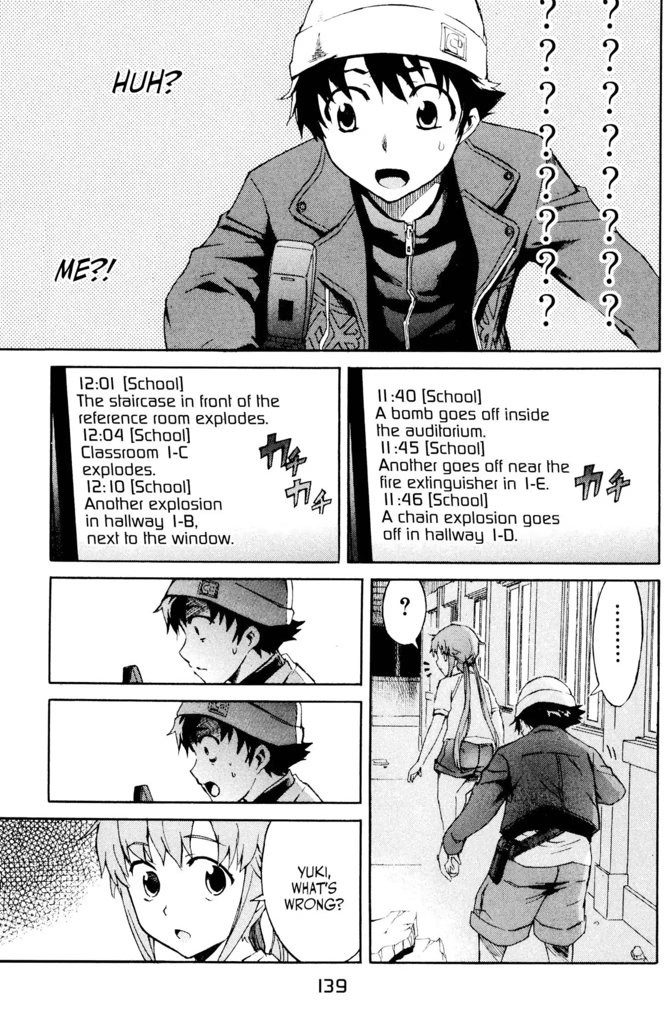 Mirai Nikki Chapter 3 page 13 - Chapter 3: Vol.1 Diary 3: Heart Bomb