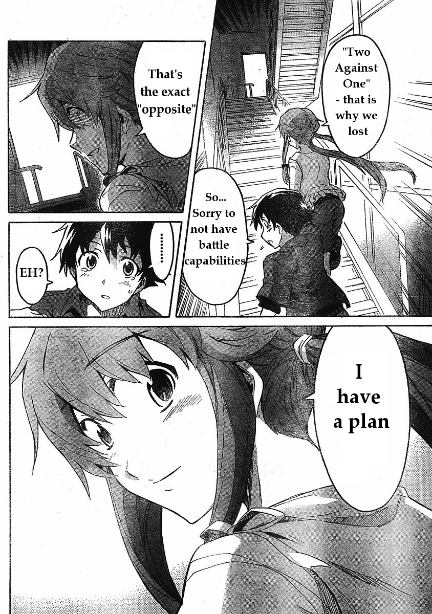 Mirai Nikki Chapter 32 page 10 - Chapter 32: Boy and Girl Revolution