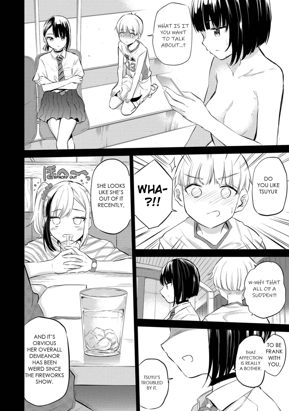 Misetagari no Tsuyuno-chan Chapter 37 page 14 - Chapter 37: I Want to Blow My Worries Away, Okay?