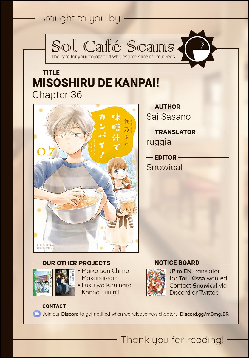 Misoshiru de Kanpai! Chapter 36 page 30 - Chapter 36: Heart Throbbing Eve Of Miso Making!