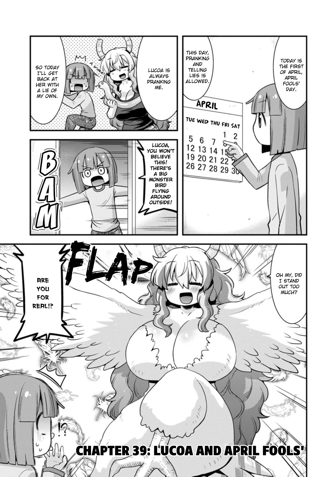 Miss Kobayashi's Dragon Maid: Lucoa is my xx Chapter 39 page 1 - Chapter 39: Lucoa and April Fools'