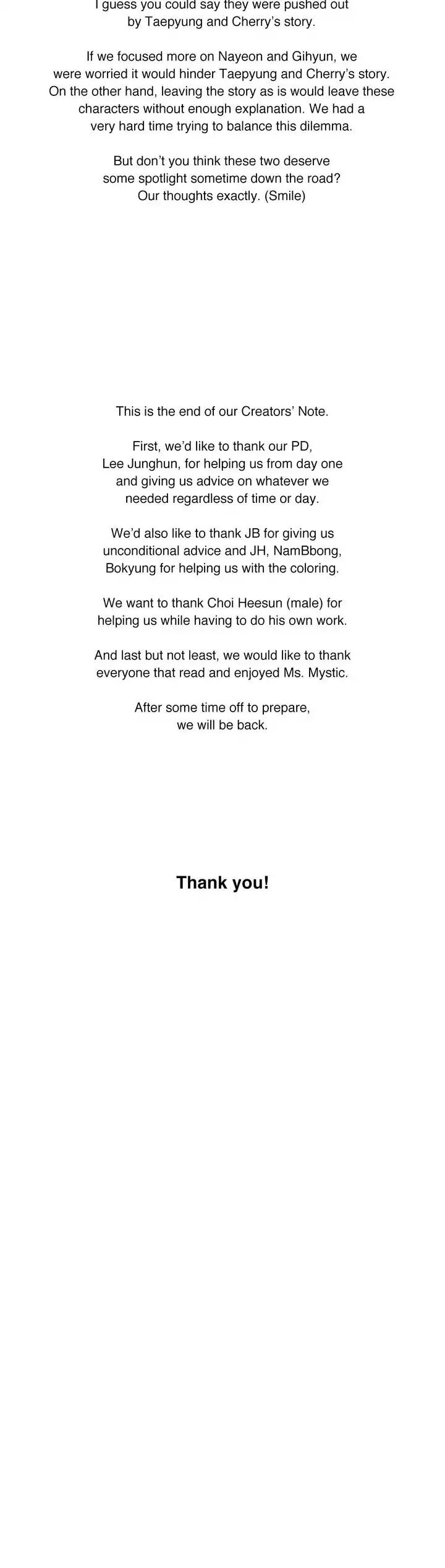 Miss Mystic Chapter 89.5 page 10 - Chapter 89.5: Epilogue: Creator's Note