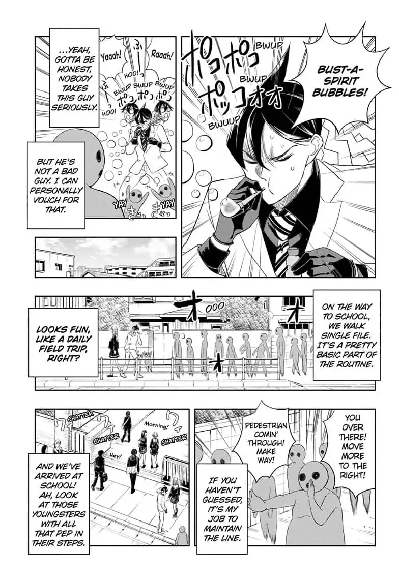 Mitama Security: Spirit Busters Chapter 14 page 5 - Chapter 14: code 14/ A Day in the Life of Rena Haze, Explained!
