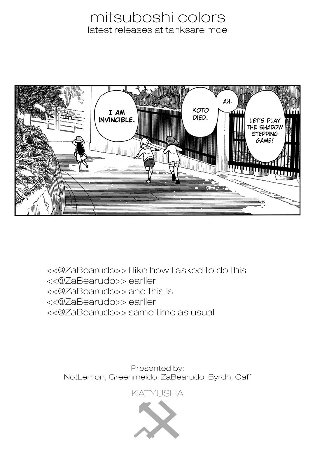 Mitsuboshi Colors Chapter 13 page 14 - Chapter 13: The Daily Life of Colonel Monochrome