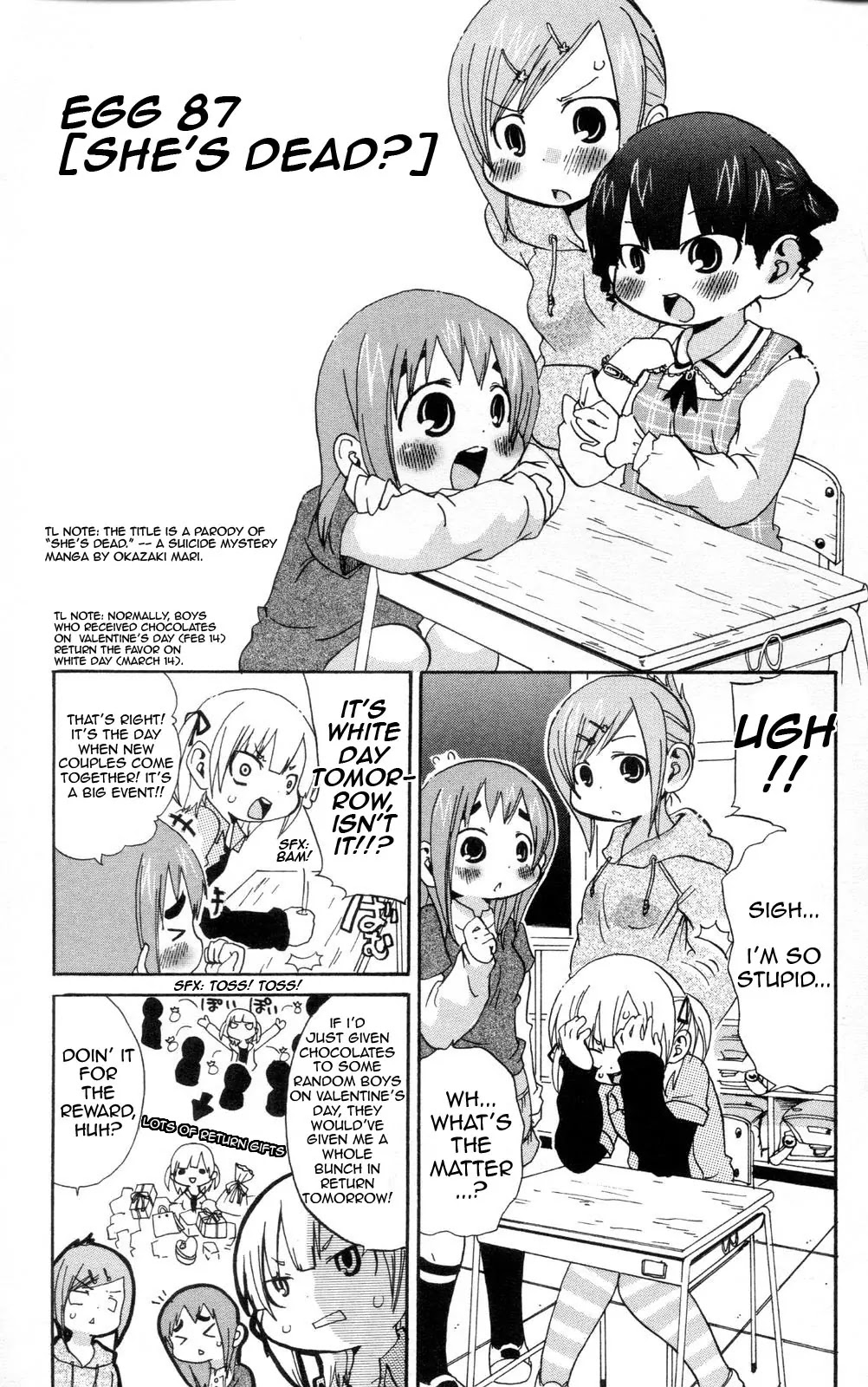 Mitsudomoe Chapter 87 page 1 - Chapter 87: She's Dead?