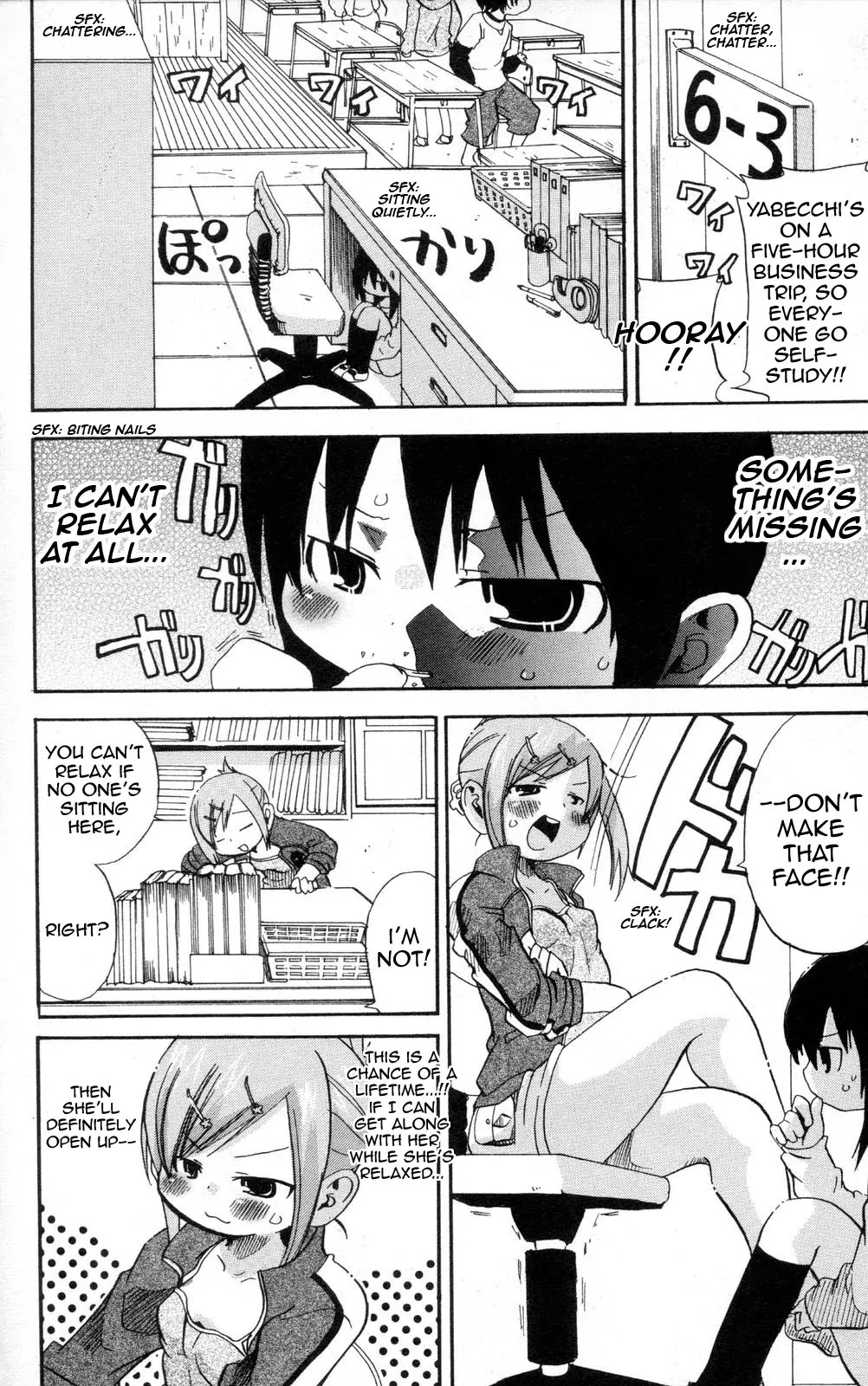 Mitsudomoe Chapter 95 page 4 - Chapter 95: I Wanna Tell You, From Under The Desk