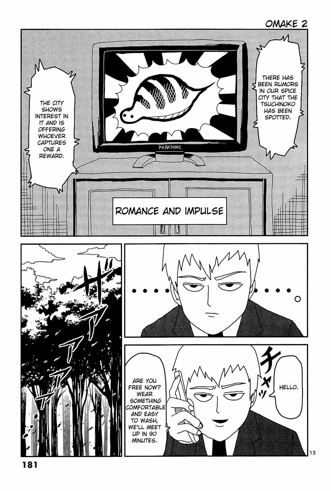 Mob Psycho 100 Chapter 17.2 page 1 - Chapter 17.2: Omake - Romance and Impulse