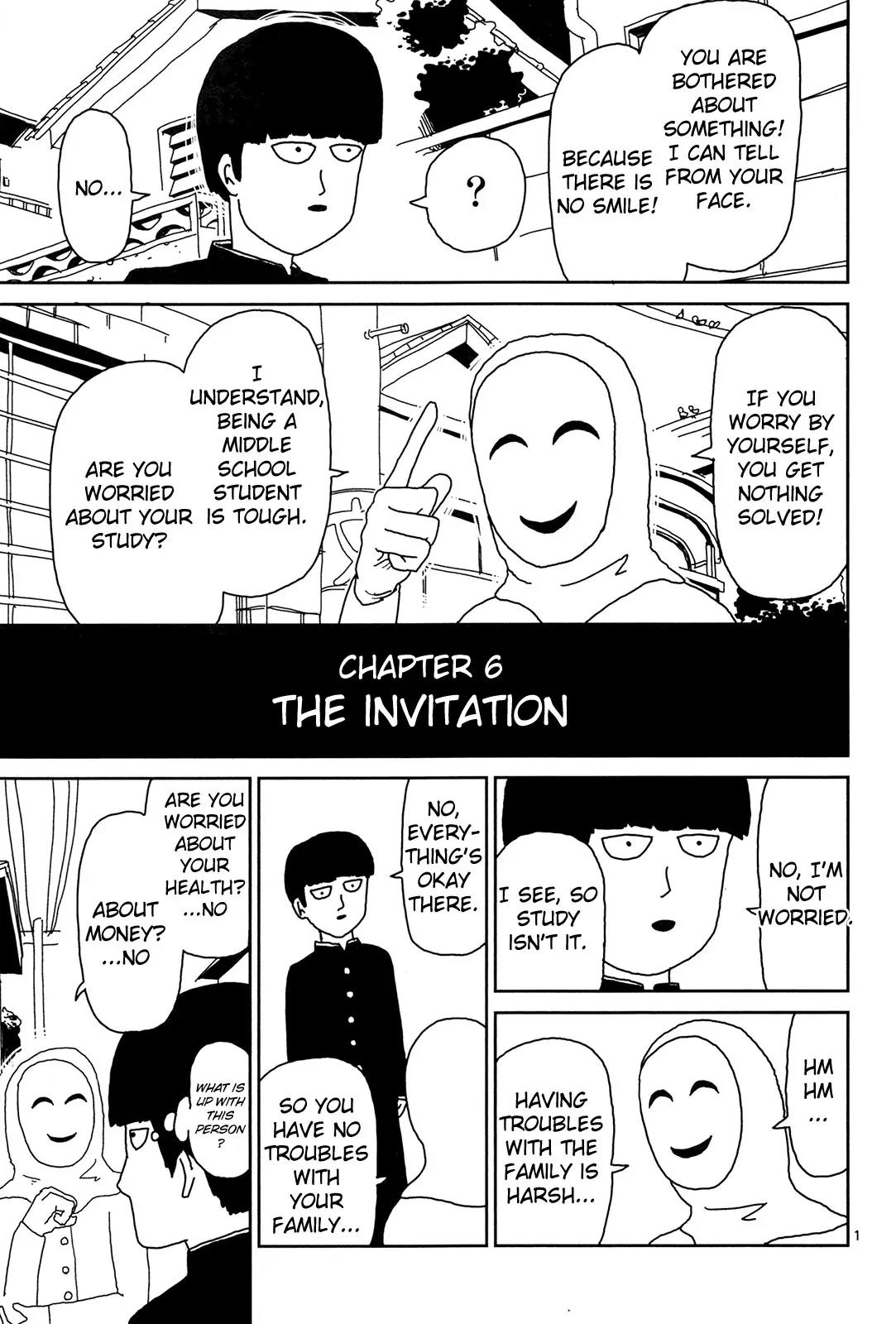 Mob Psycho 100 Chapter 6 page 1 - Chapter 6: The Invitation