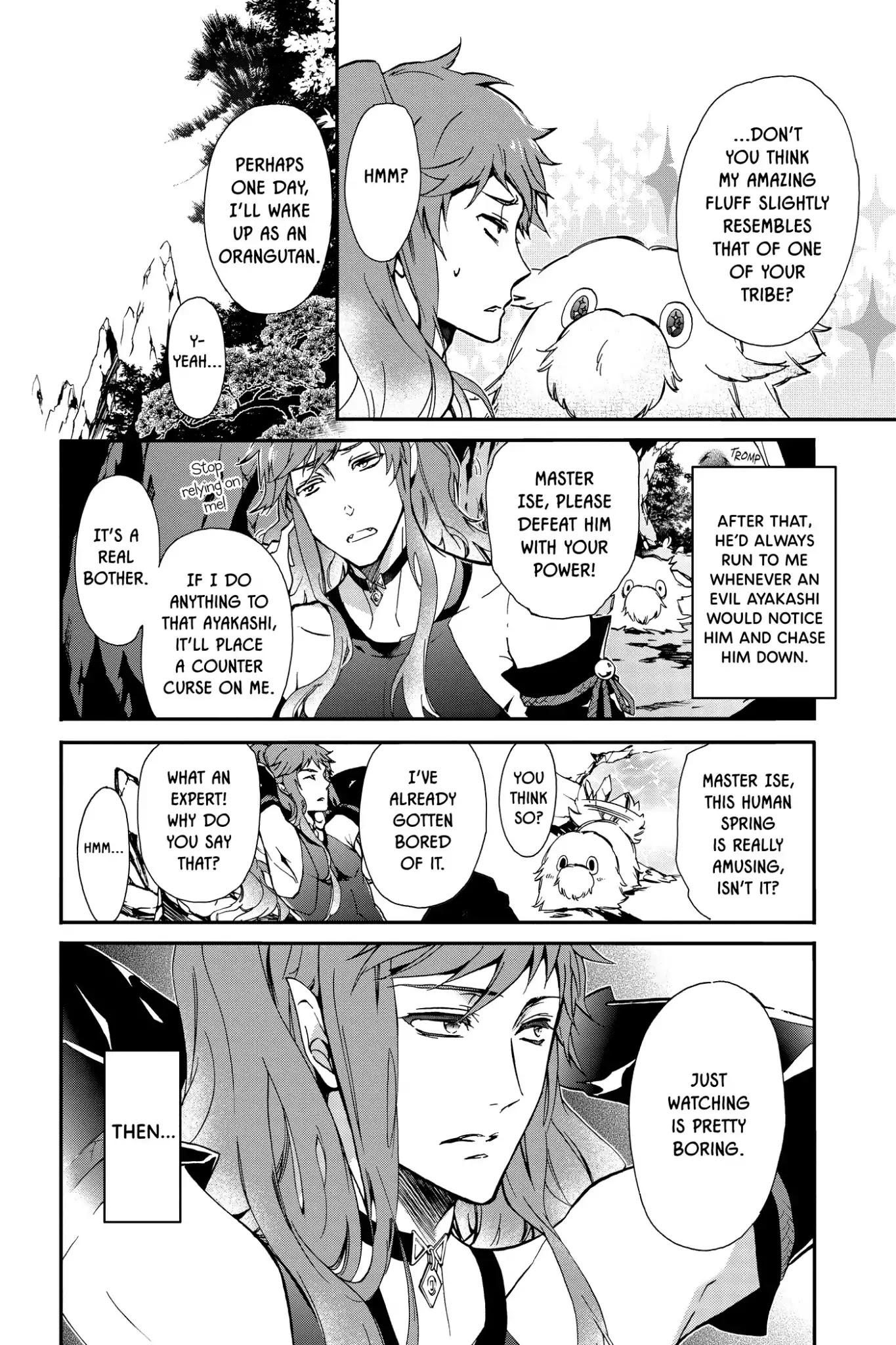 Momochi-san Chi no Ayakashi Ouji Chapter 38.5 page 8 - Vol.10 Bonus Story: To Capture an Orangutan: A Comedic Tale