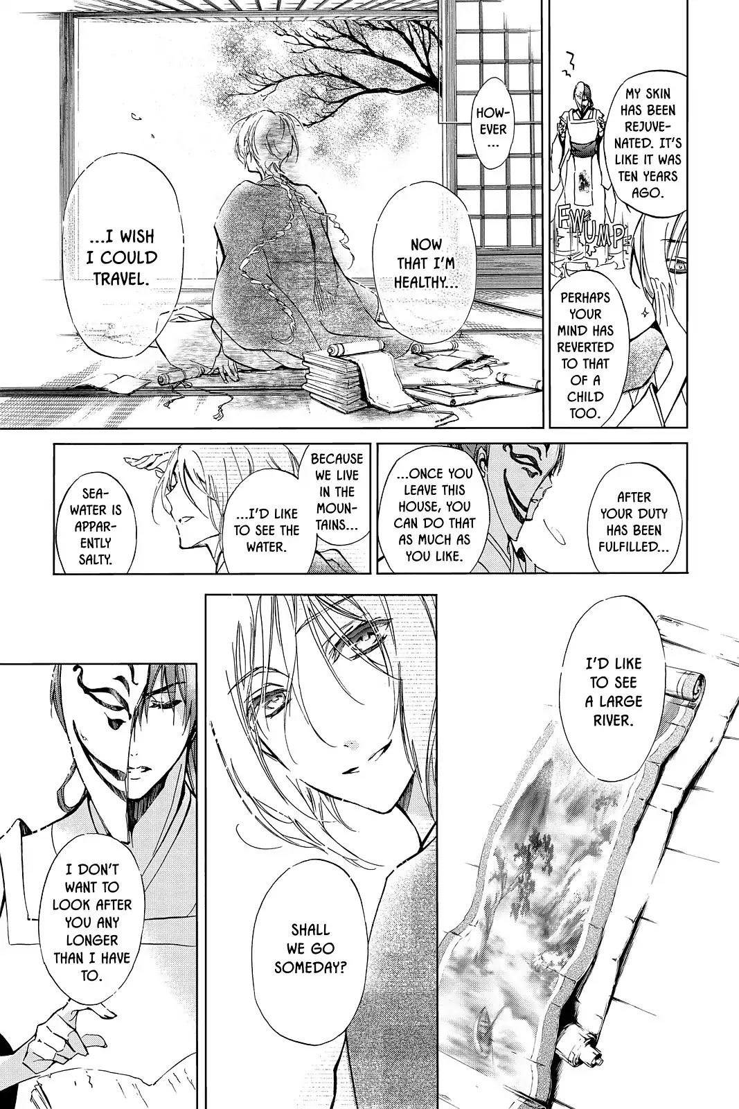 Momochi-san Chi no Ayakashi Ouji Chapter 43 page 14 - Chapter 43: The Pain of Parting with Loved Ones: Welcoming Fire