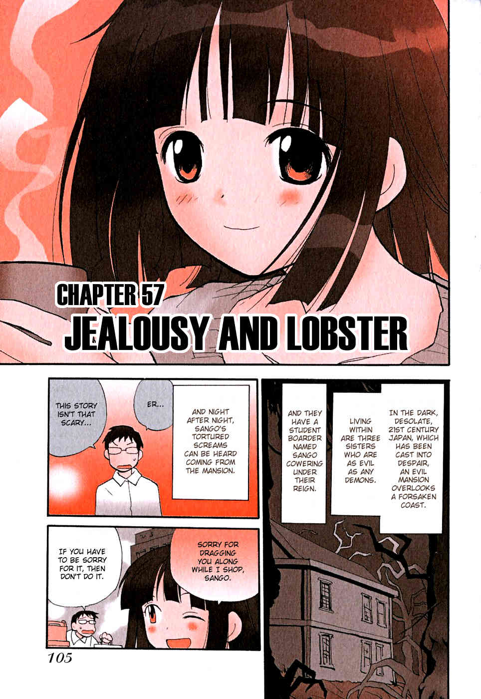 Momoiro Sango Chapter 57 page 1 - Chapter 57: Jealousy and Lobster