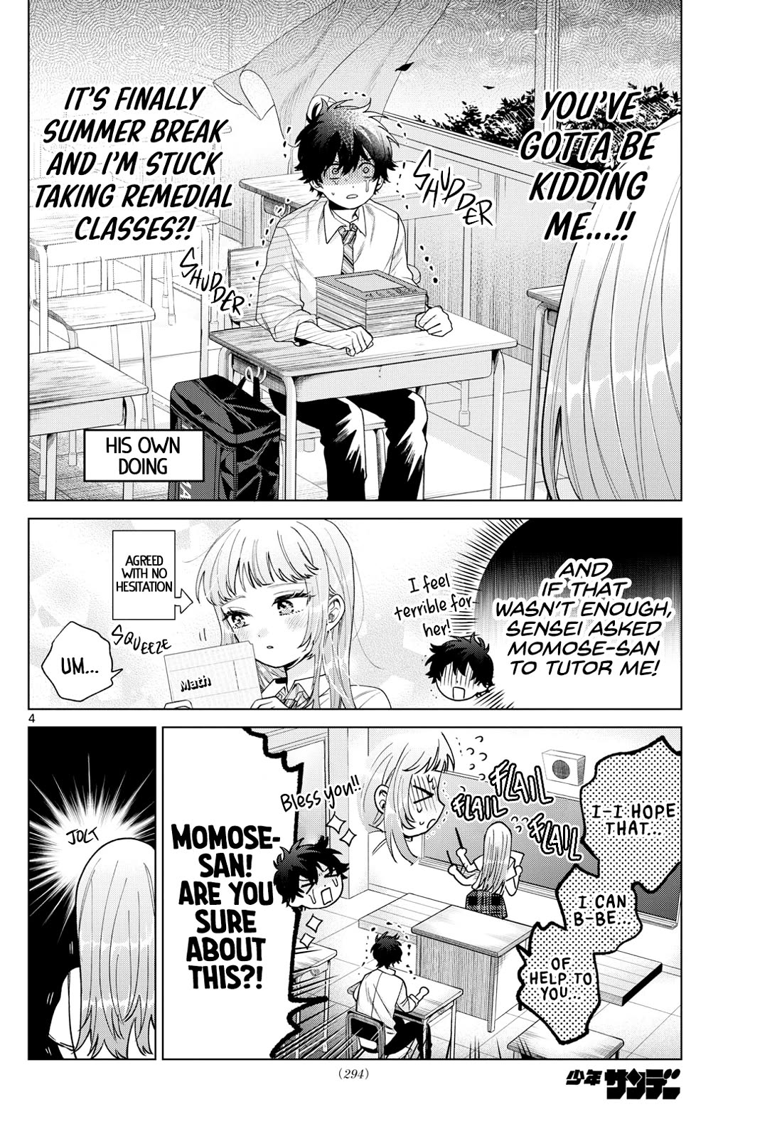 Momose Akira's First Love is a Failure. Chapter 36 page 4 - Chapter 36: Heartbeats and Pains, Coming and Going