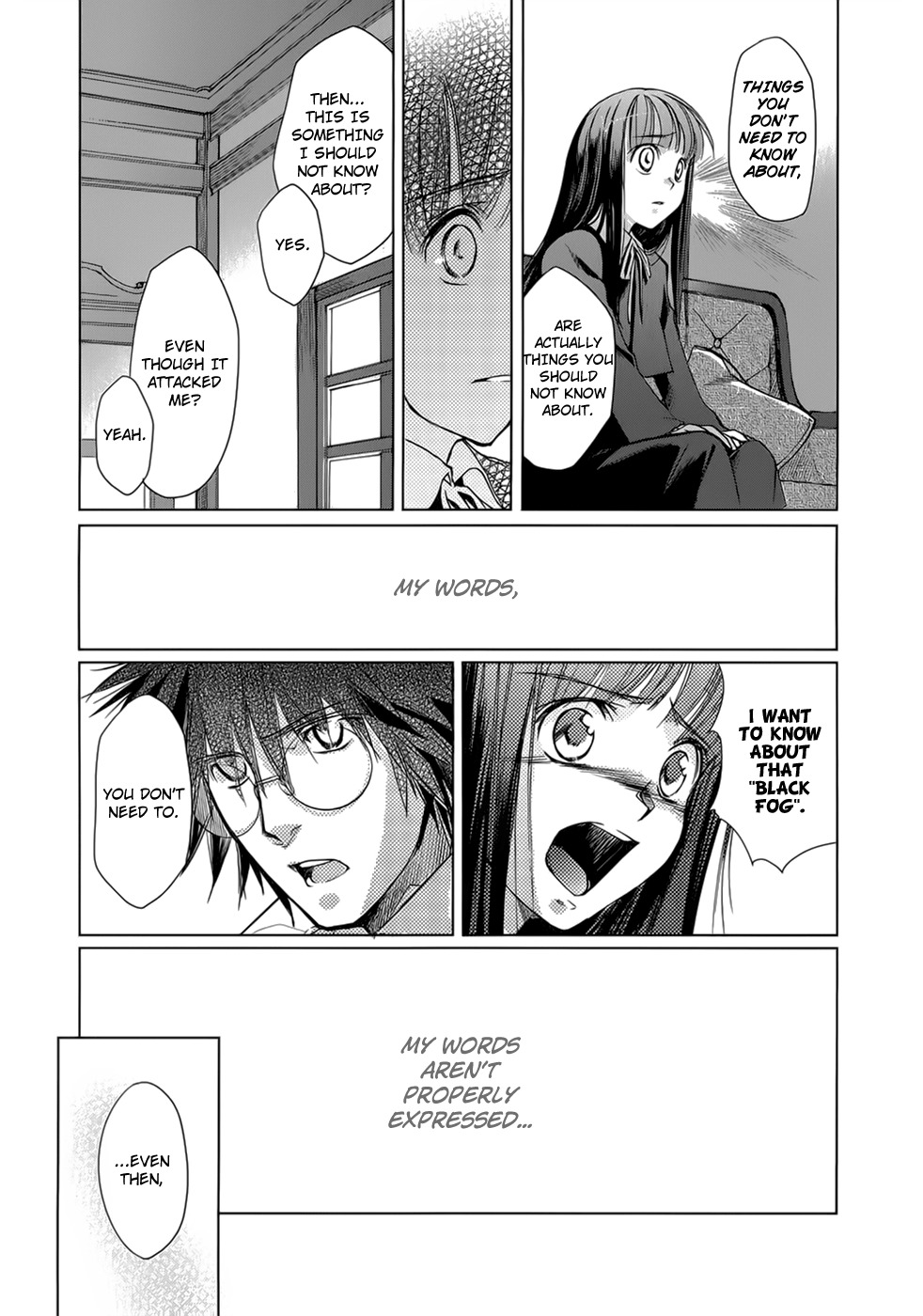 Monochrome Myst Chapter 5 page 10 - Chapter 5: The Voice That Does Not Reach