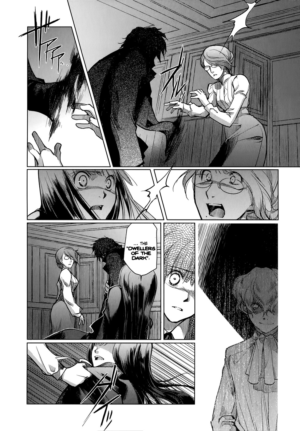 Monochrome Myst Chapter 6 page 14 - Chapter 6: The Dwellers of the Dark