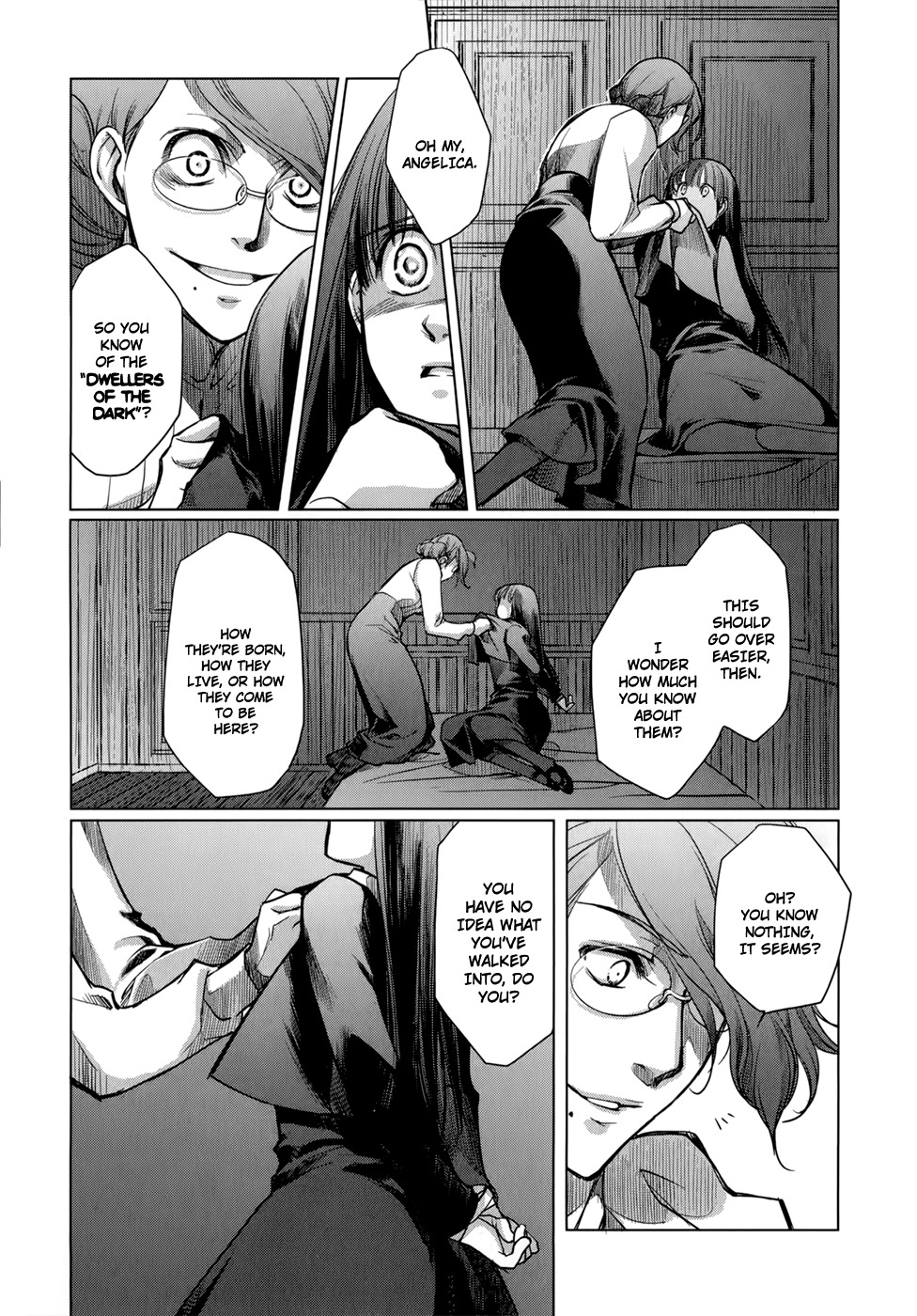 Monochrome Myst Chapter 6 page 15 - Chapter 6: The Dwellers of the Dark
