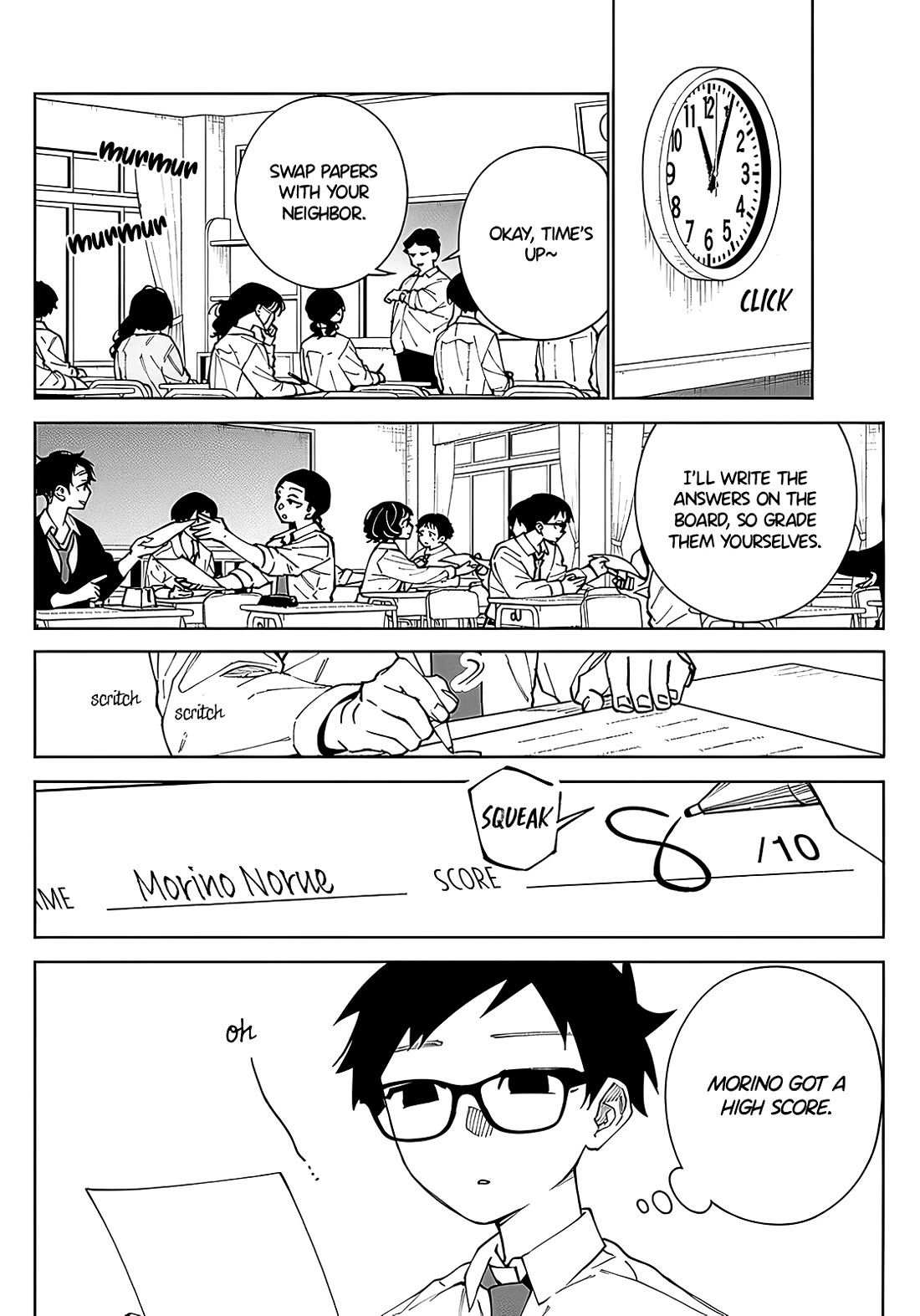 Morino-san Just Won't Leave Me Be Chapter 6 page 4 - Chapter 6: Languid Grading