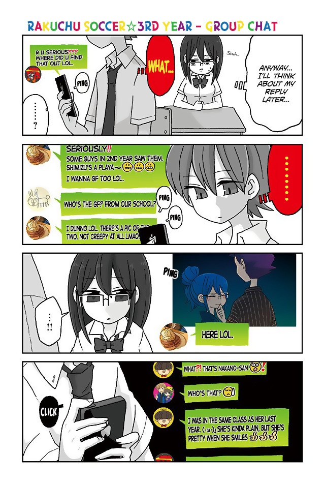 Mousou Telepathy Chapter 307 page 1 - Chapter 307: Rakuchu Soccer â˜† 3rd Year - Group Chat