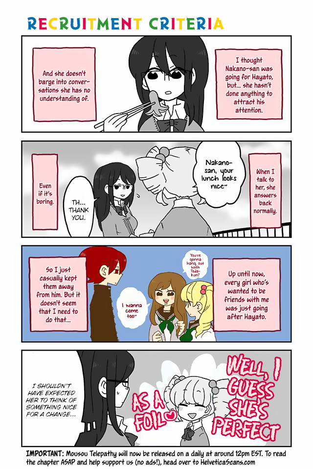 Mousou Telepathy Chapter 42 page 1 - Chapter 42: Recruitment Criteria