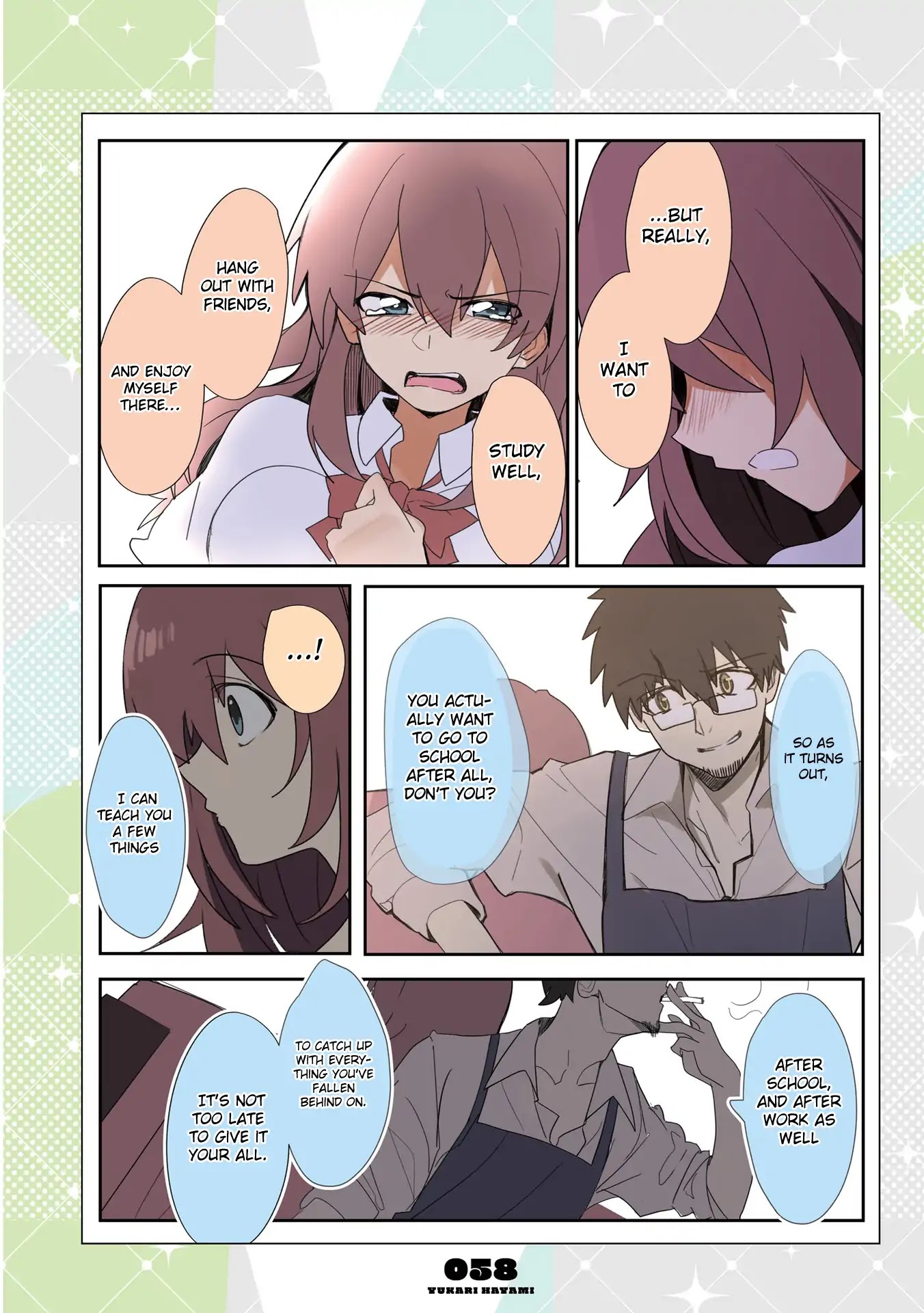 Mousou Timeline Chapter 4.1 page 8 - Chapter 4.1 - 4.2: The Delinquent Girl and the Manager of a Shabby Cafe (1)