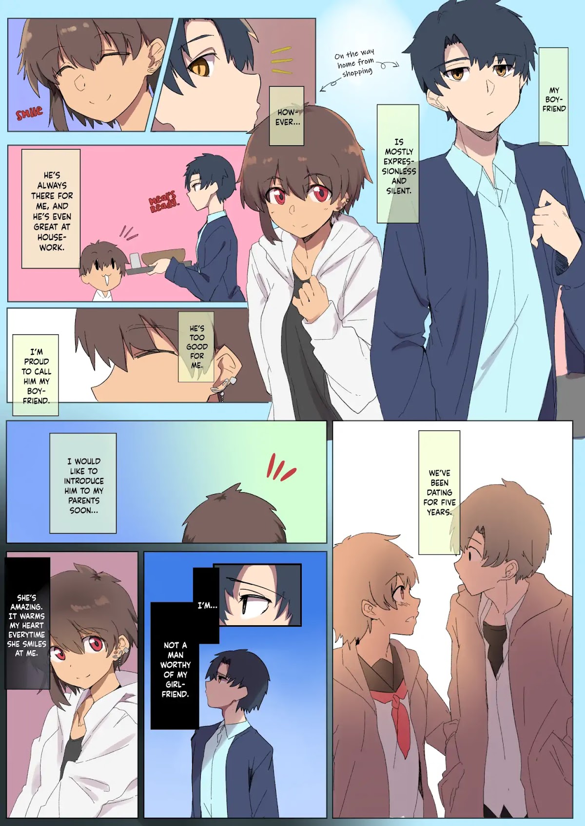 Mousou Timeline Chapter 6.1 page 1 - Chapter 6.1 - 6.3: A Caring Tanned Girl and a Quiet Guy
