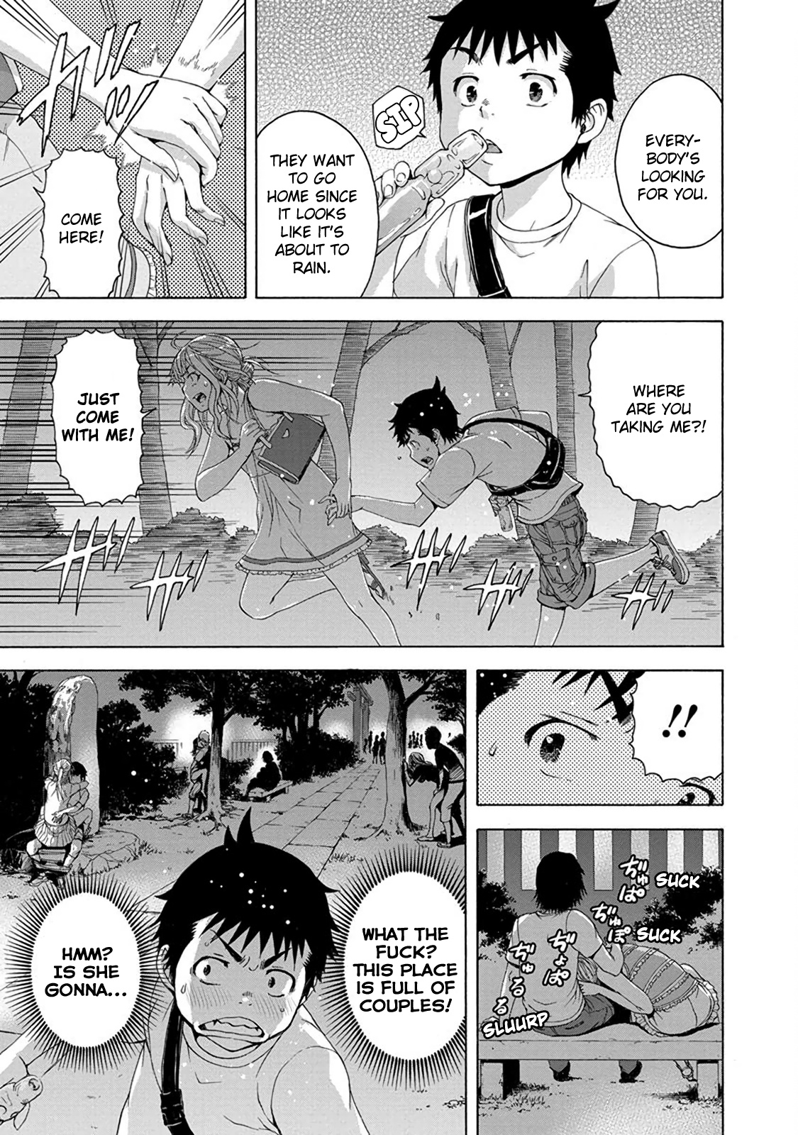 Mujaki no Rakuen Chapter 63 page 14 - Chapter 63: Golden Shower in Paradise
