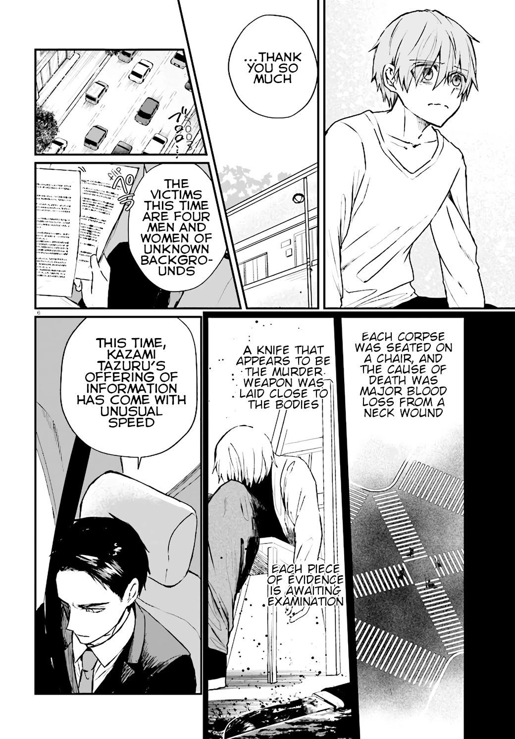 Murdist: Shikeishuu Kazami Tazuru Chapter 6 page 6 - Chapter 6: Scramble Chair ①