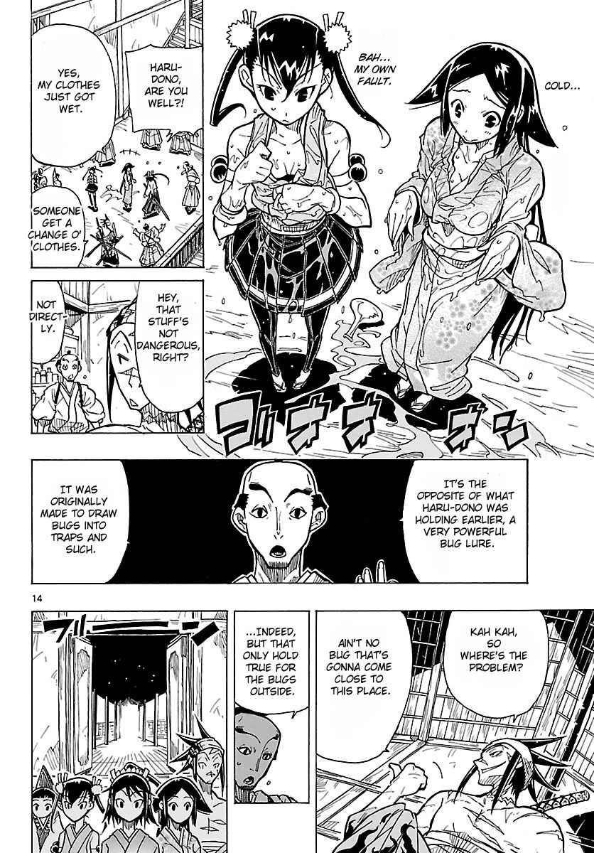 Mushibugyo Chapter 8 page 14 - Chapter 8: Haru's Chaotic Visit