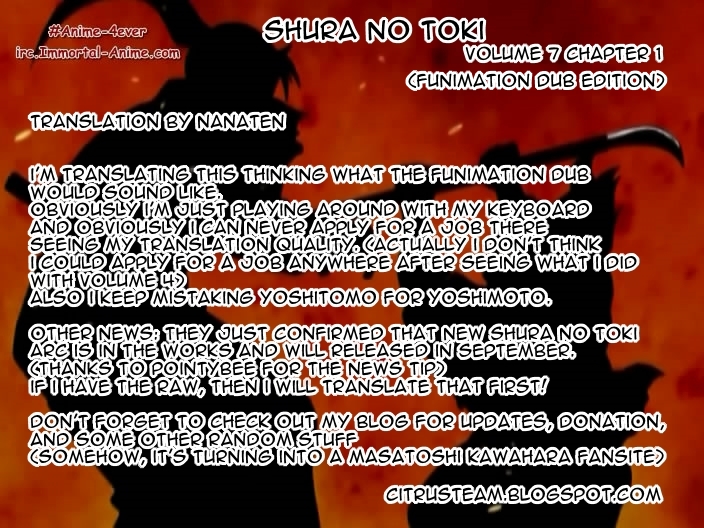 Mutsu Enmei Ryuu Gaiden - Shura no Toki Chapter 7.1 page 1 - Vol.7 Chapter 1 : The Light Bringer, Kind Demon, and Demon