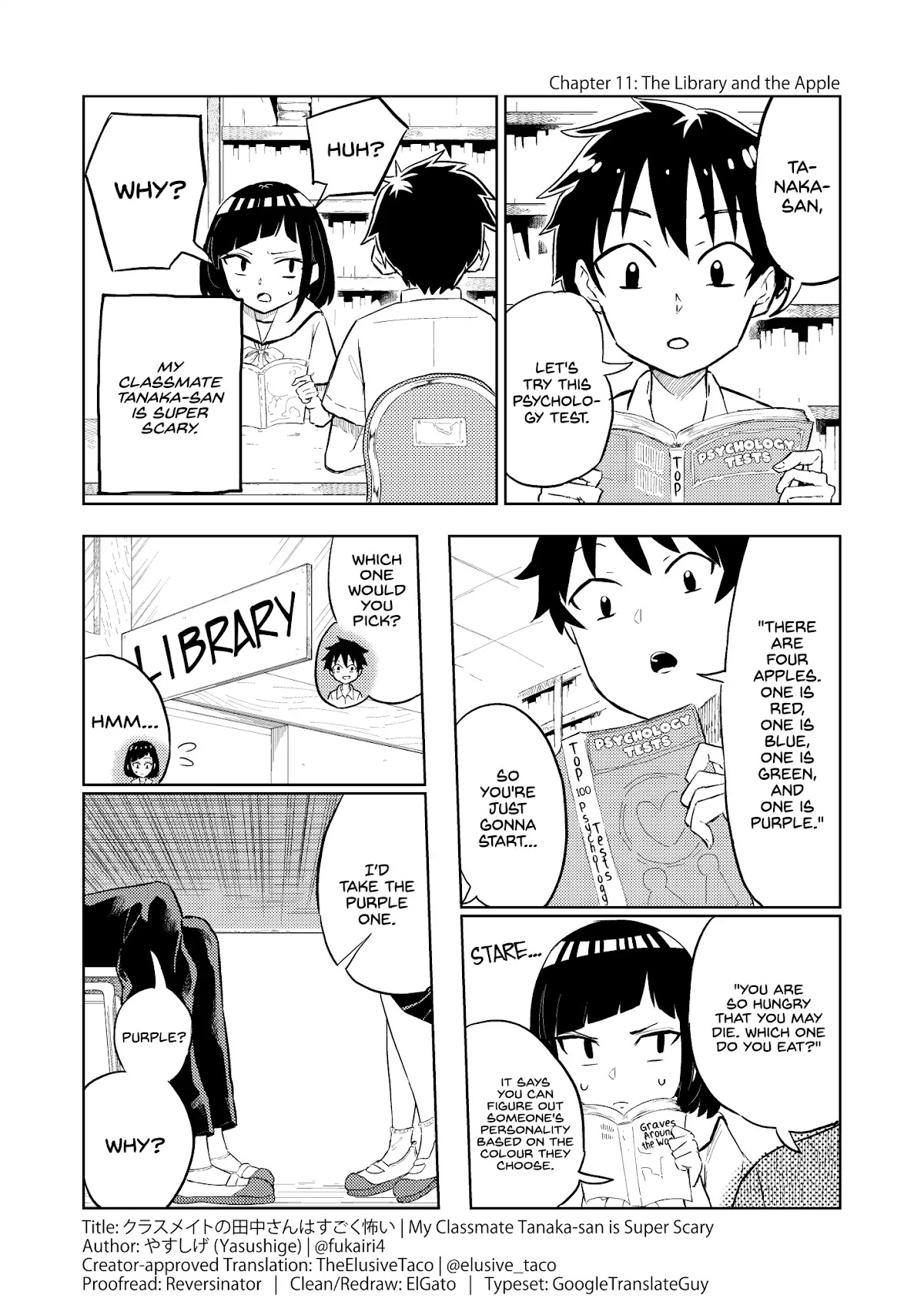 My Classmate Tanaka-san is Super Scary Chapter 11 page 1 - Chapter 11