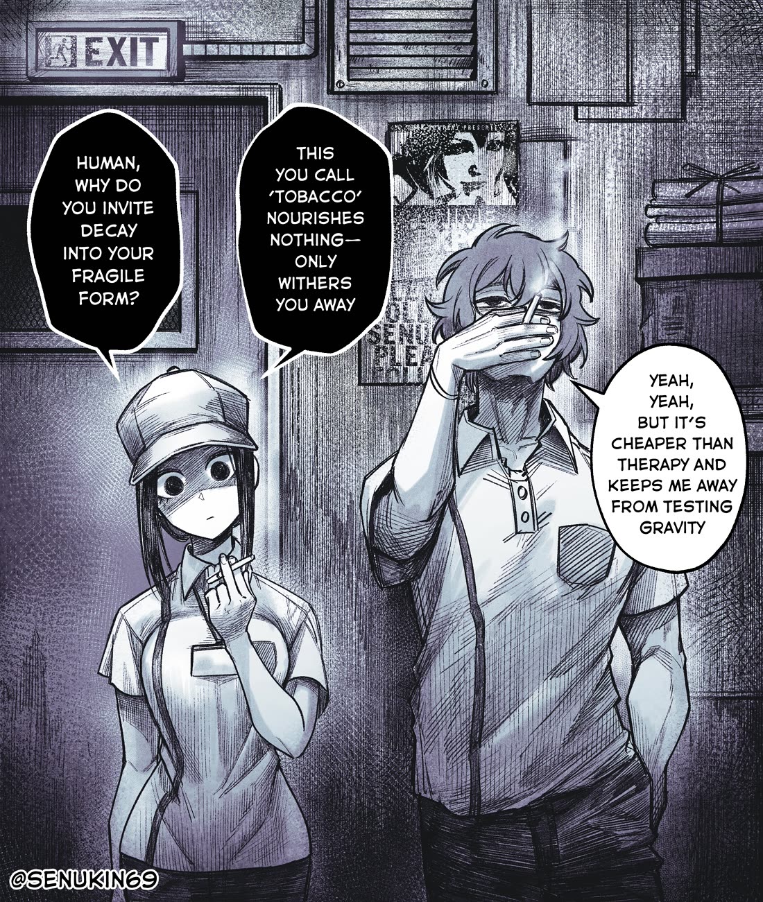 My Co-worker Is an Eldritch X! Chapter 2 page 1 - Chapter 2: An Eldritch’s Smoke Break