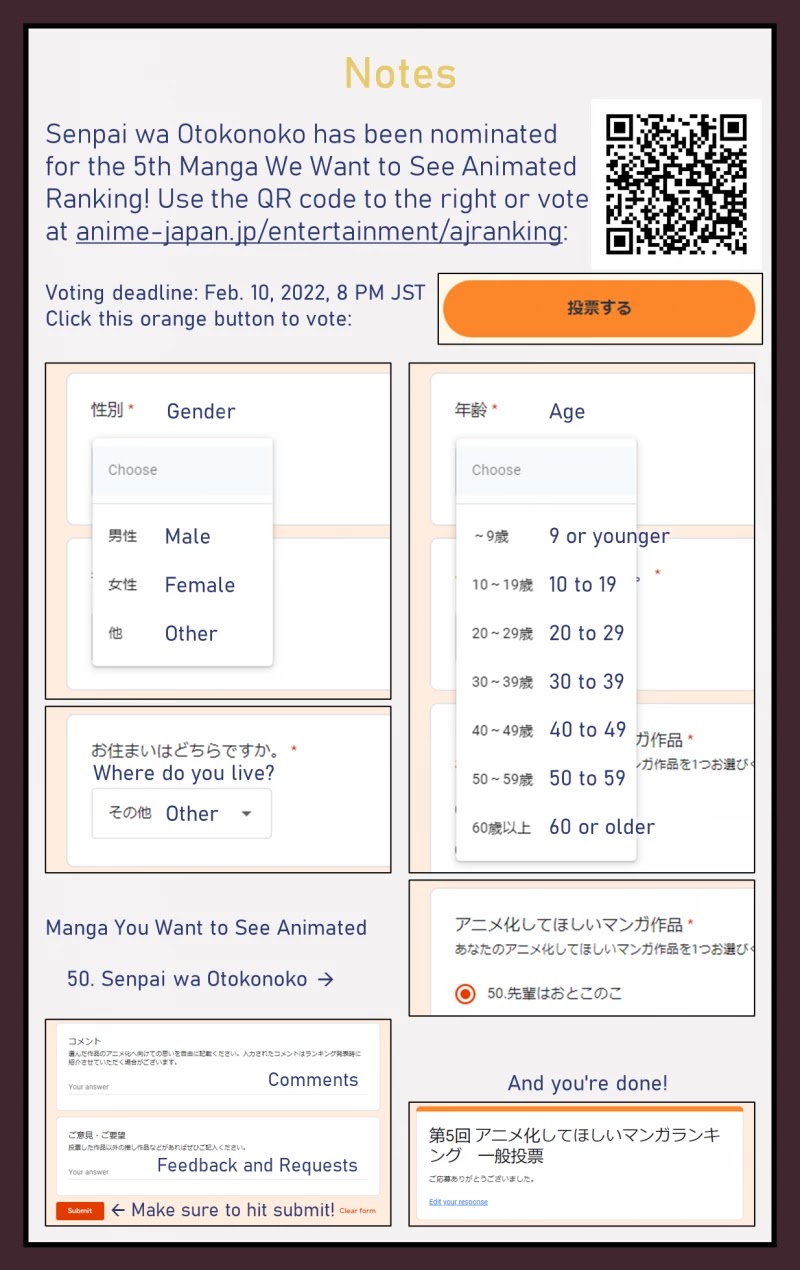 My Crossdressing Senpai Chapter 100.6 page 3 - Chapter 100.6: Manga We Want to See Animated Ranking