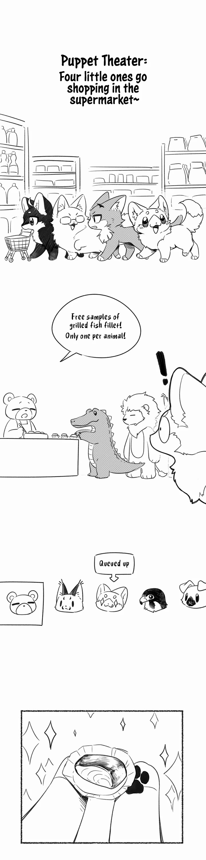 My Food Looks Very Cute Chapter 164.1 page 1 - Chapter 164.1: (Extra) Puppet Theater: Four Little Ones Go Shopping in the Supermarket~