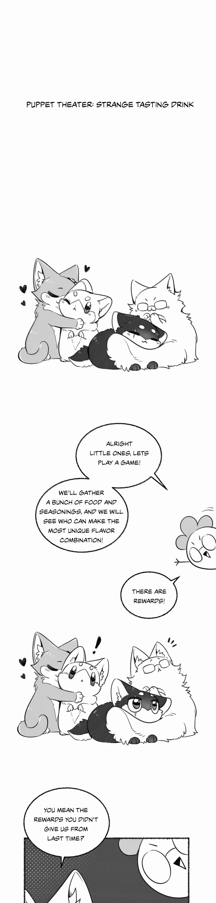 My Food Looks Very Cute Chapter 190.1 page 1 - Chapter 190.1: (Extra) Puppet Theater: Strange Tasting Drink