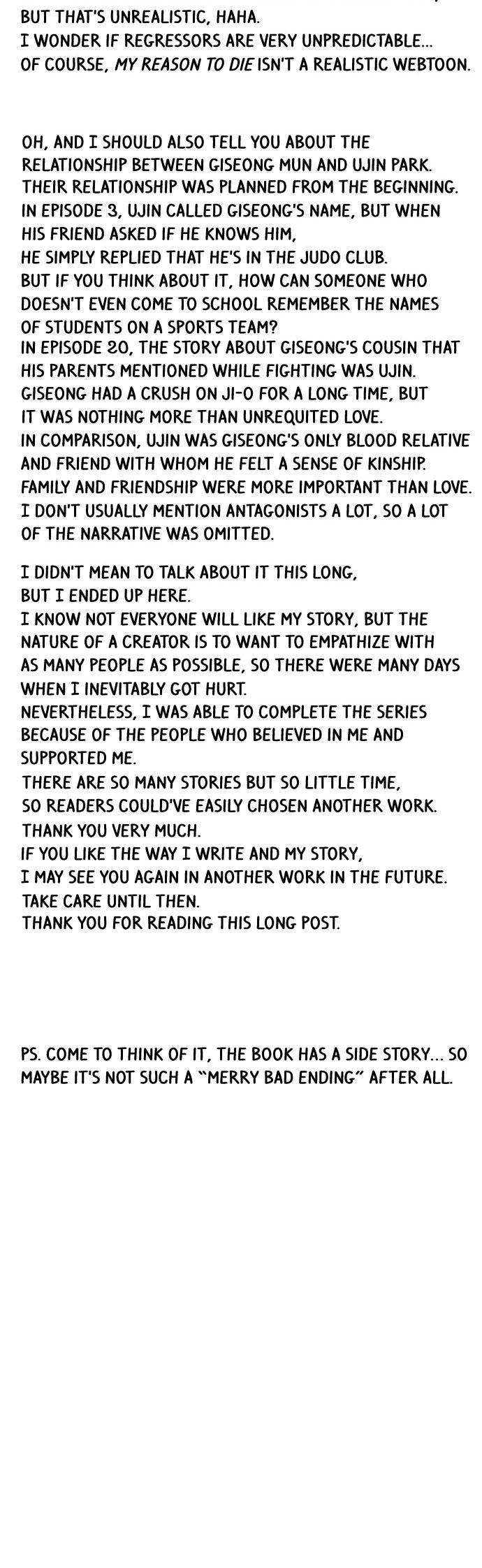 My Reason to Die Chapter 101 page 3 - Chapter 101: Afterword