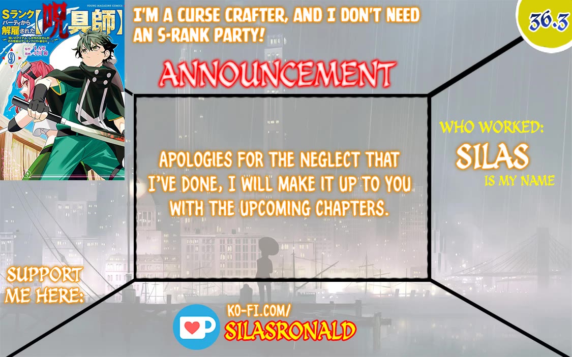 My S-Rank Party Fired Me for Being a Cursificer ~ I Can Only Make “Cursed Items”, but They're Artifact Class! Chapter 36.3 page 1 - Chapter 36.3