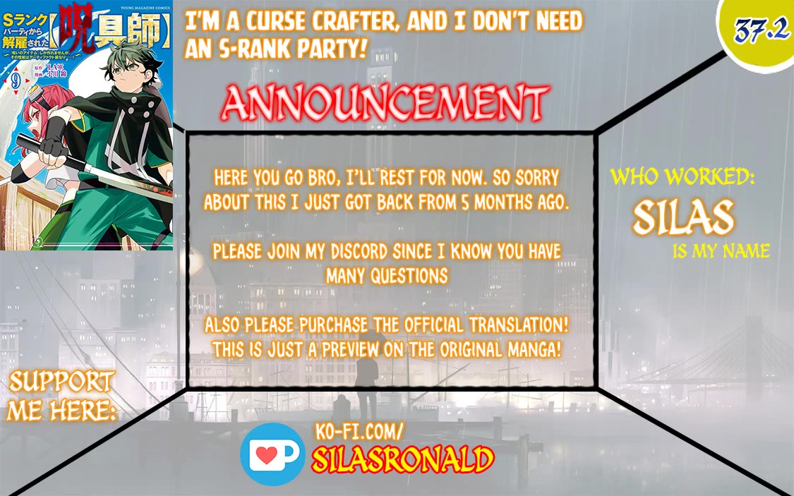 My S-Rank Party Fired Me for Being a Cursificer ~ I Can Only Make “Cursed Items”, but They're Artifact Class! Chapter 37.2 page 1 - Chapter 37.2