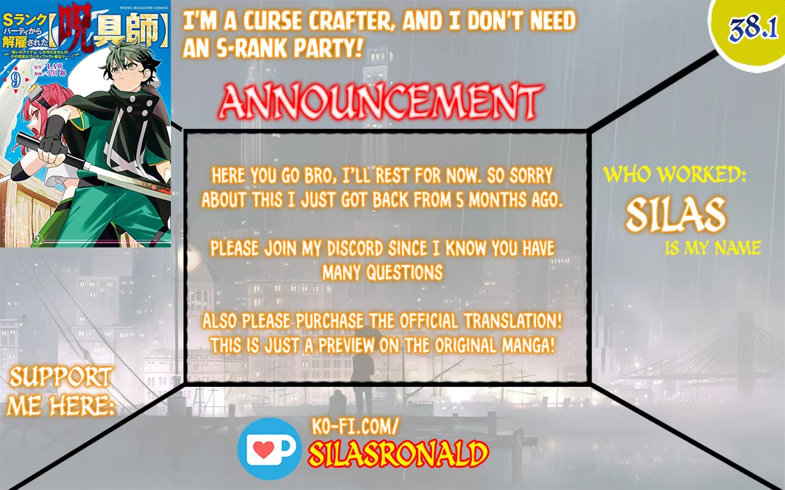My S-Rank Party Fired Me for Being a Cursificer ~ I Can Only Make “Cursed Items”, but They're Artifact Class! Chapter 38.1 page 1 - Chapter 38.1