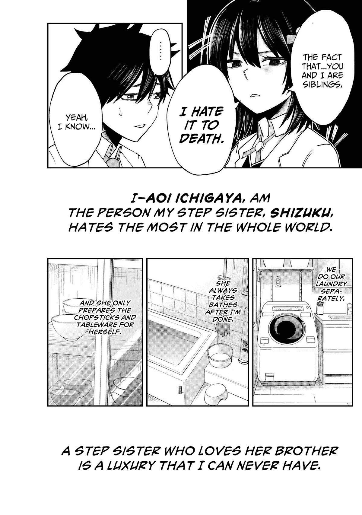 My stepsister who says Go die go die to me every day, tries to hypnotize me to fall for her while I was sleeping...! Chapter 0 page 3 - Chapter 0: Pre-serialization