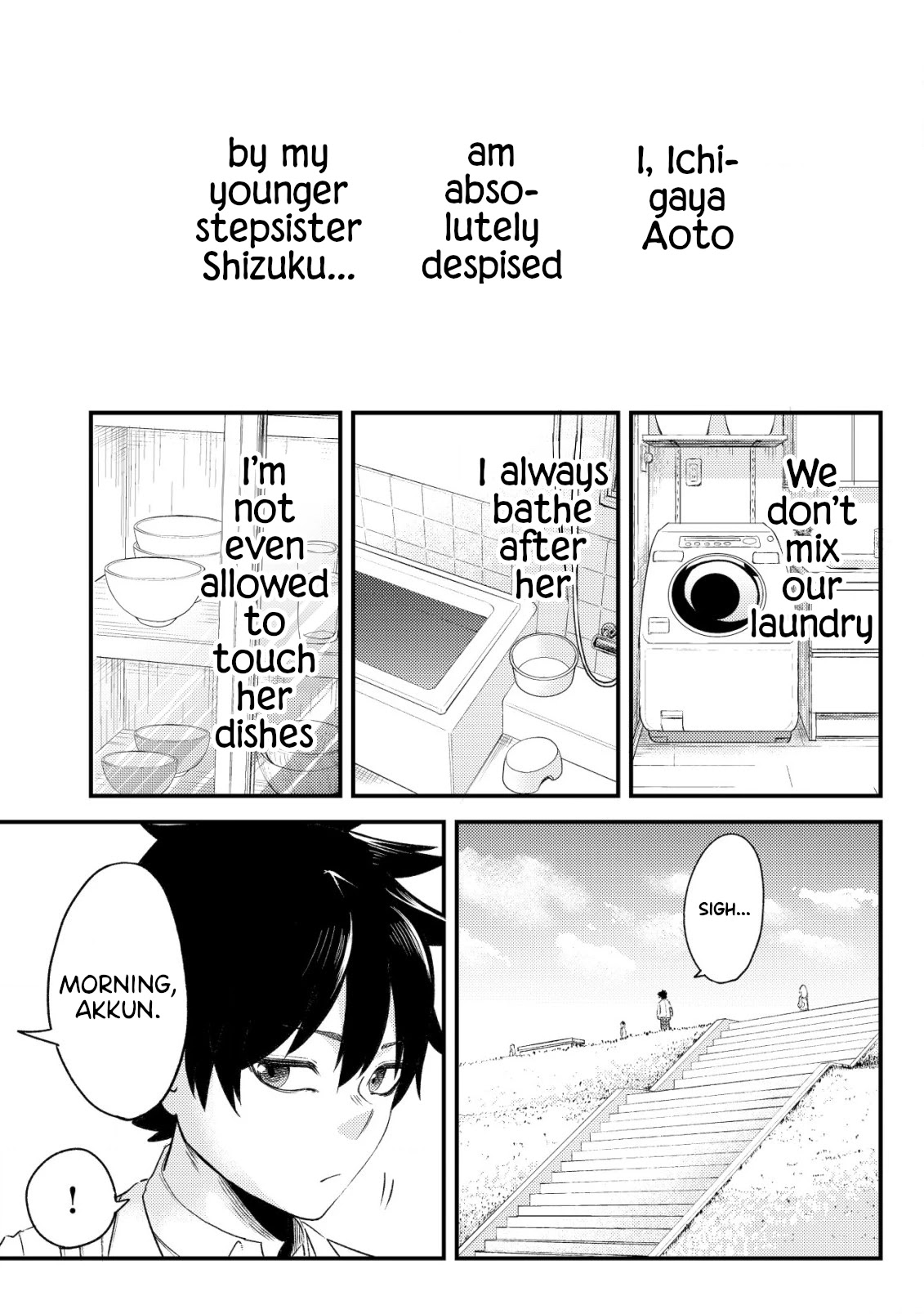 My stepsister who says Go die go die to me every day, tries to hypnotize me to fall for her while I was sleeping...! Chapter 1 page 6 - Chapter 1