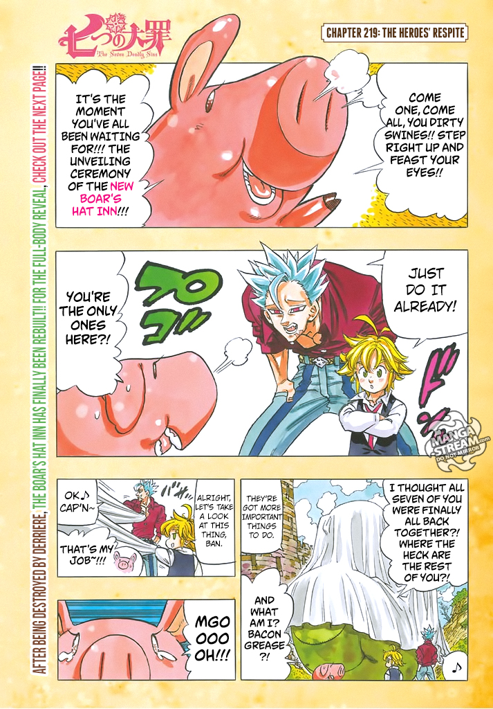 Nanatsu no Taizai Chapter 219 page 1 - Chapter 219 : The Heroes' Respite