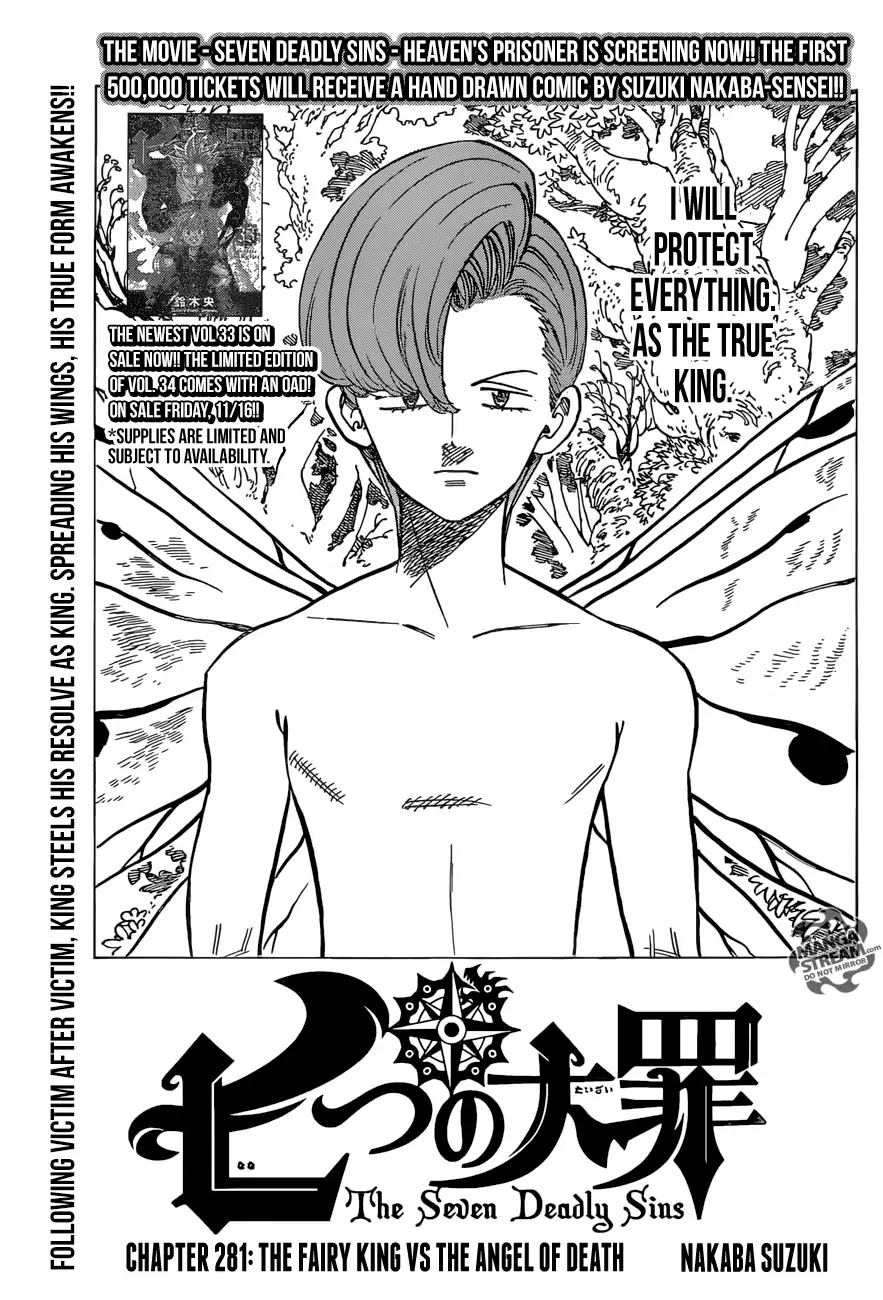 Nanatsu no Taizai Chapter 281 page 1 - Chapter 281: The Fairy King vs The Angel of Death