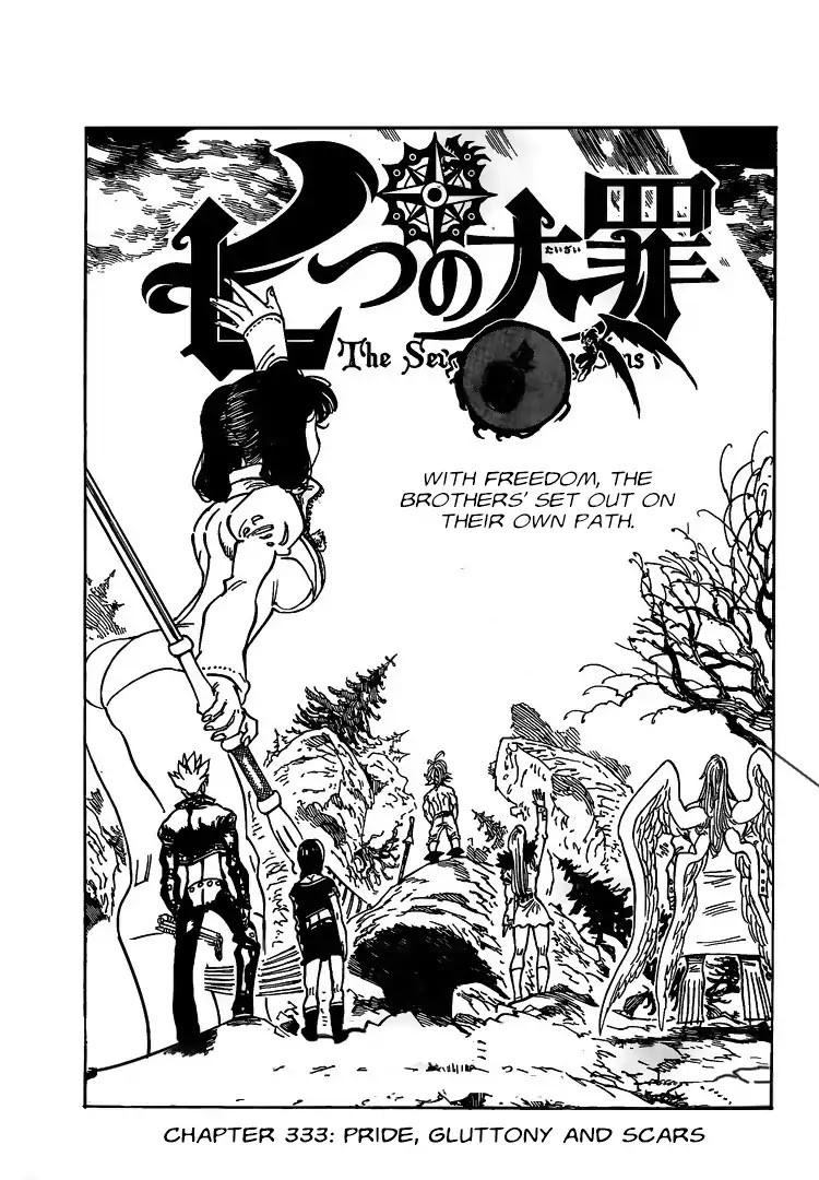 Nanatsu no Taizai Chapter 333 page 1 - Chapter 333: Pride, Gluttony, and Scars